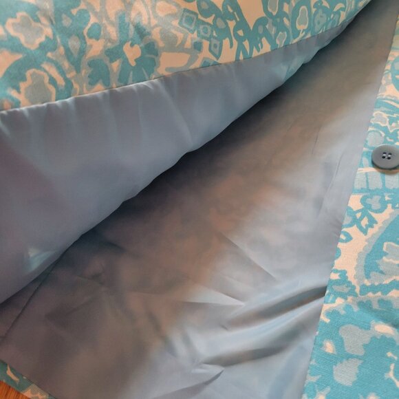 Talbots Womens Floral Pattern Jacket Mid-Length Button Closure Blue & White Size - Picture 5 of 9